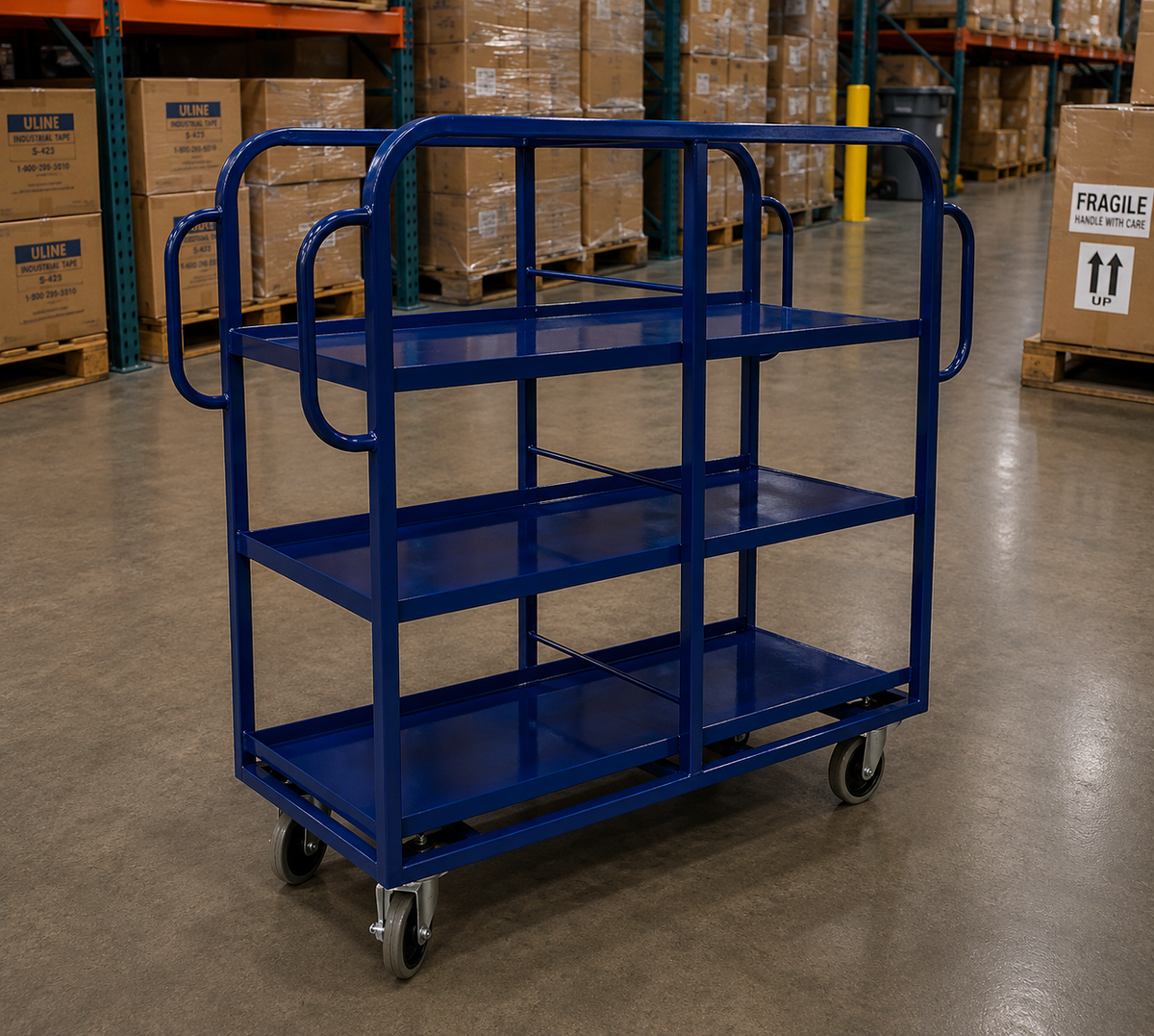 Narrow Aisle Order Picking Trolley For 6 Boxes