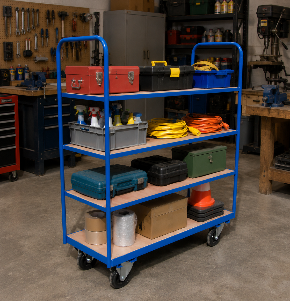 Medium Duty 4 Shelf Trolley