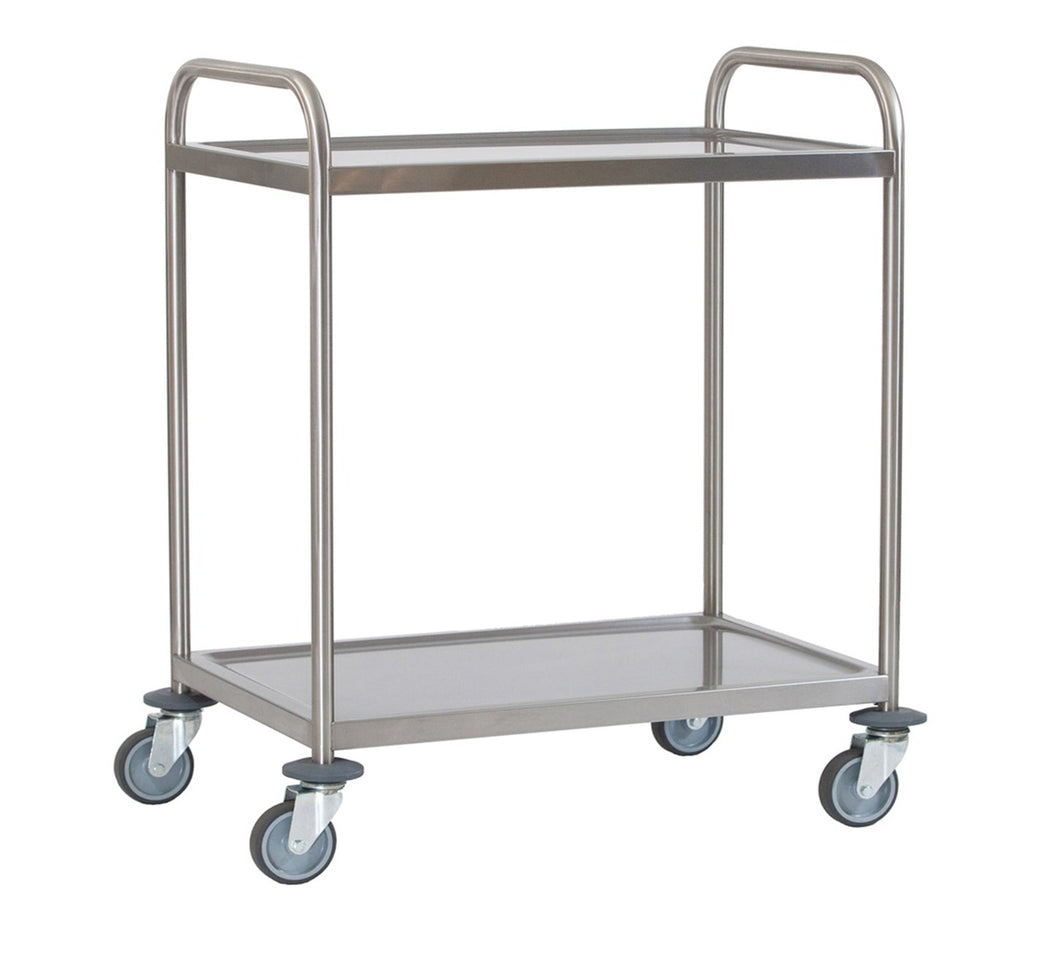 Fully Welded Stainless Steel 2 Tier Serving Trolley Large