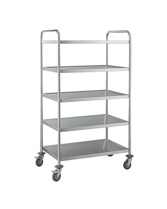 Flat Pack 5 Tier Stainless Steel Serving / Catering Trolley