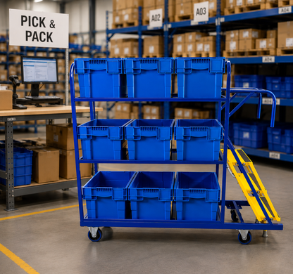 3 Step On Bearings 3 Tier Shelf Trolley