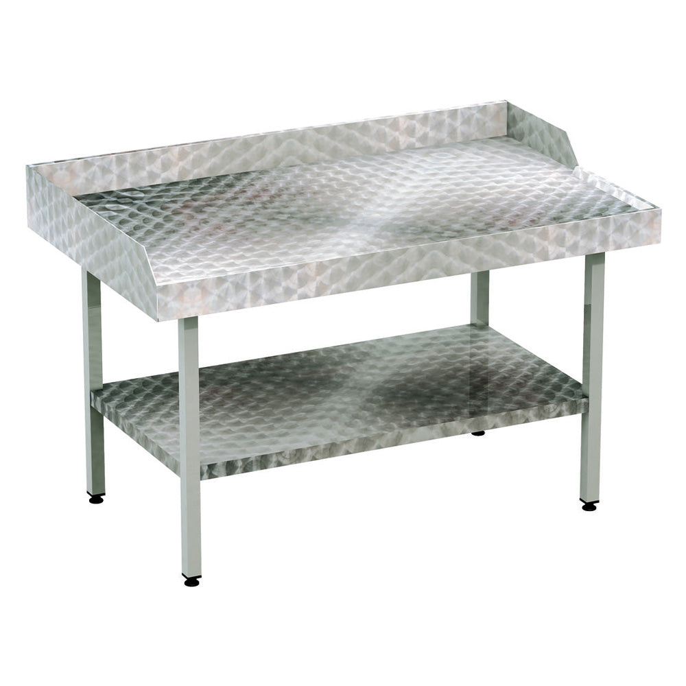 Stainless Steel Circular Polished Table With Solid Undershelf, Upstand & Outlet 1500mm X 900mm