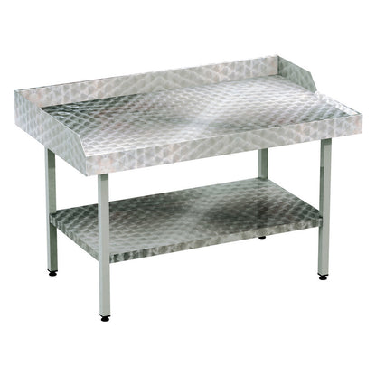 Stainless Steel Circular Polished Table With Solid Undershelf, Upstand & Outlet 1500mm X 900mm