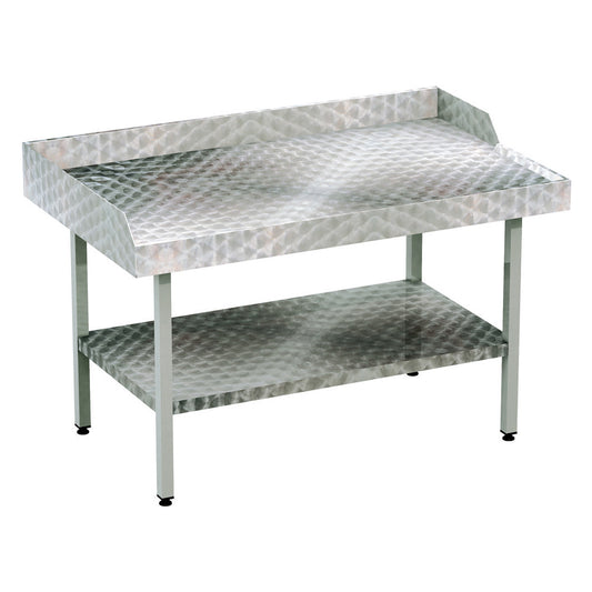 Stainless Steel Circular Polished Table With Solid Undershelf, Upstand & Outlet 1500mm X 900mm
