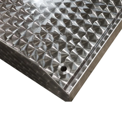 Stainless Steel Circular Polished Table With Solid Undershelf, Upstand & Outlet 1500mm X 900mm