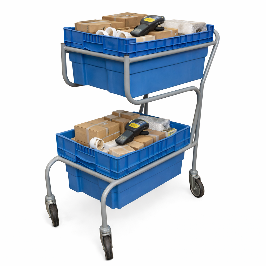 Twin Container Picking Trolley – Stored & Handled