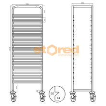 Gastronorm Rack - 15 Level Gastronorm Trolley