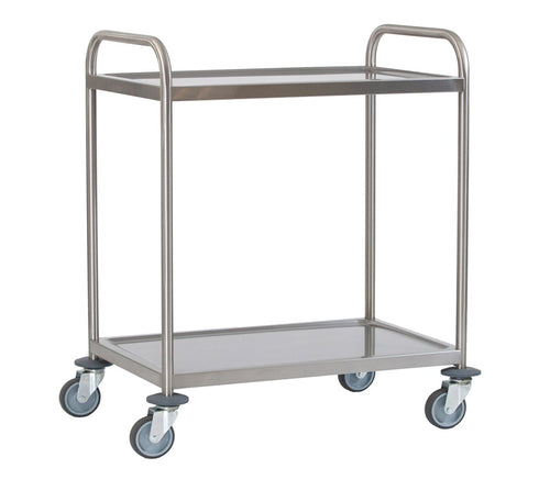 Fully Welded Stainless Steel 2 Tier Serving Trolley Large