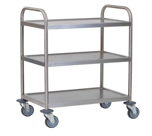 Fully Welded Stainless Steel 3 Tier Serving Trolley Large