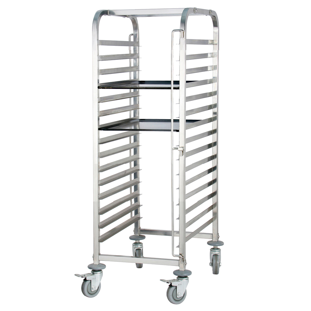 Stainless steel bakers shop rack on wheels