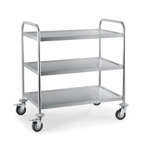 Flat Pack Stainless Steel 3 Tier Serving Trolley Small