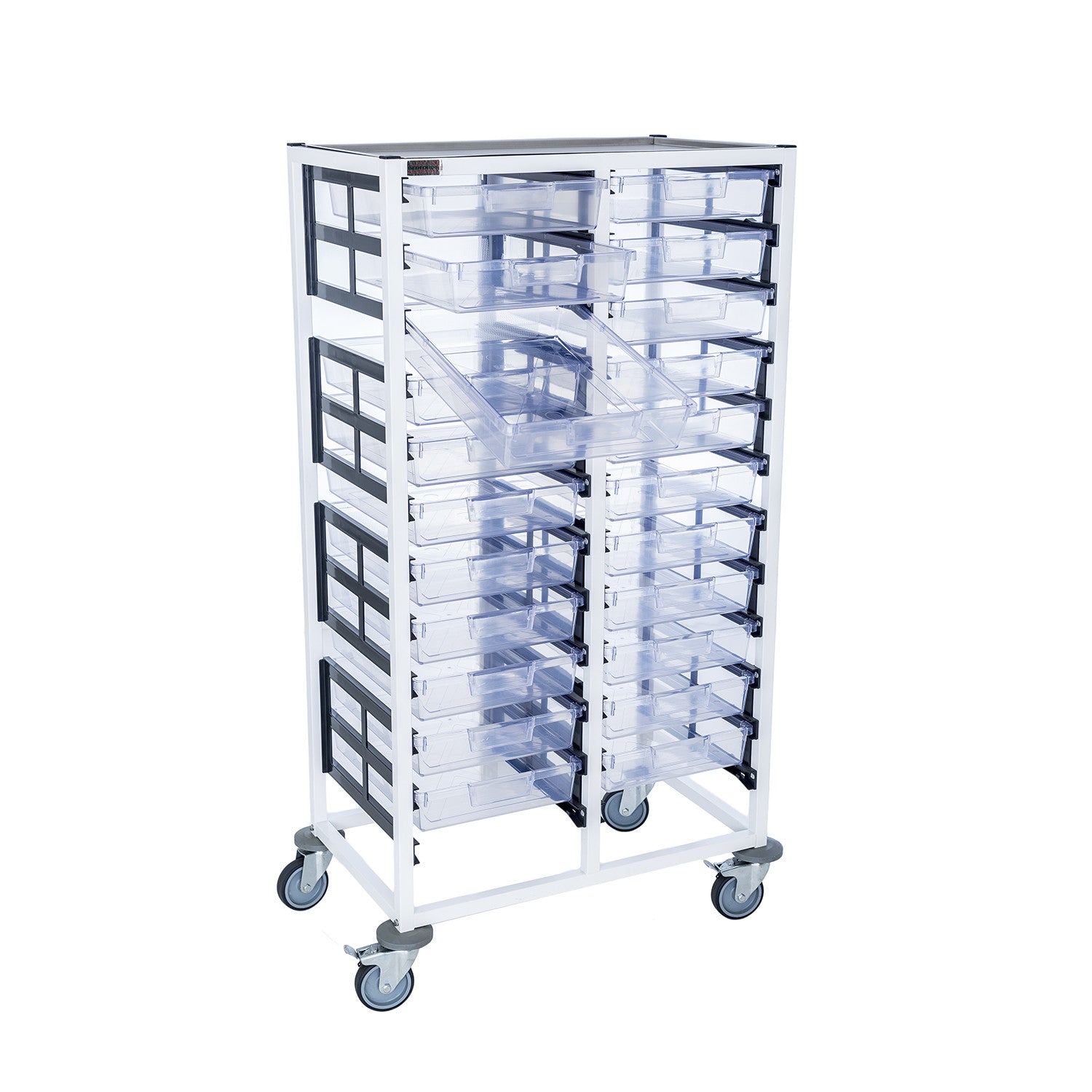 Double Column 12 Level A3 Medical Trolley – Stored & Handled